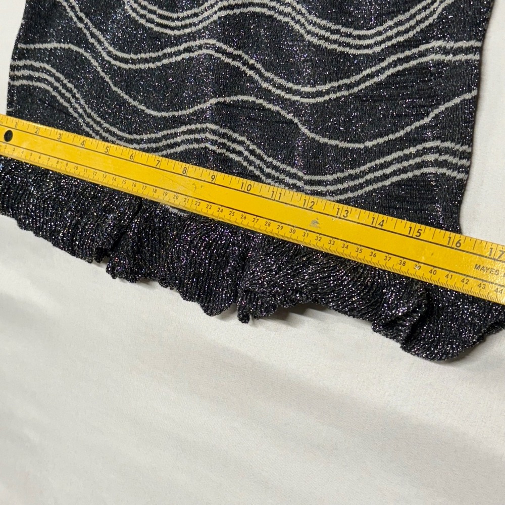 Adore Knit Kids Girls Large Black Sparkle Wavy Skirt Ruffle Hem - Picture 4 of 8